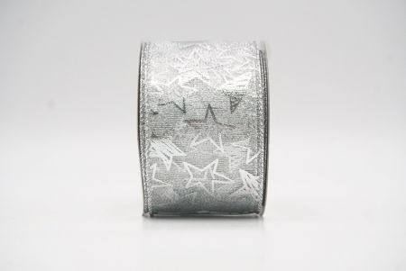 White Metallic star Wired Ribbon_KF9114G-1 (1)